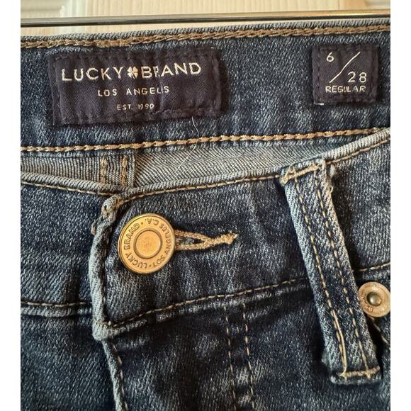 Lucky Brand Hayden Skinny Women’s Blue Jeans Sz 6/28 Regular Dark Wash Distress - Picture 6 of 7